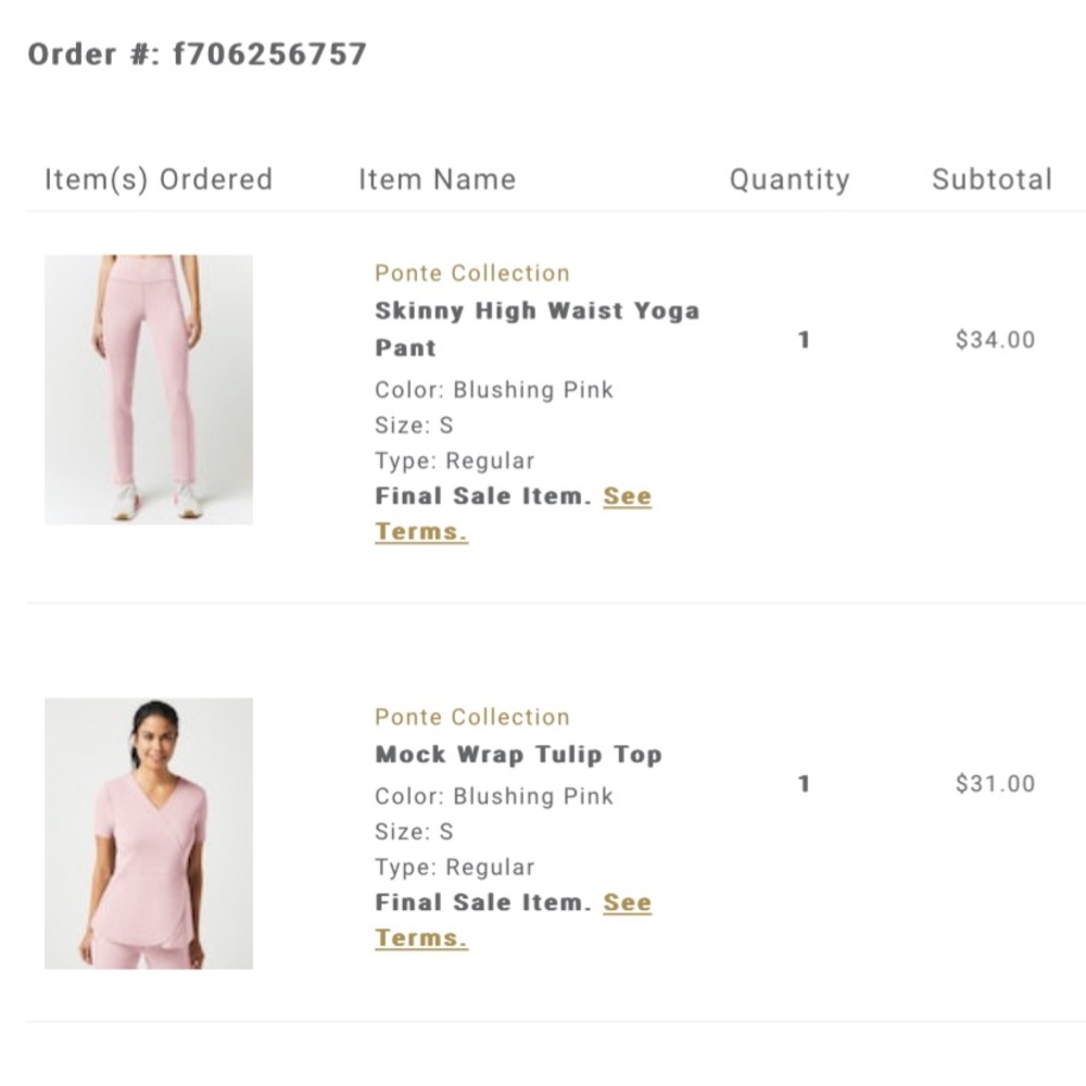 Jaanuu scrubs. Color light pink, size small